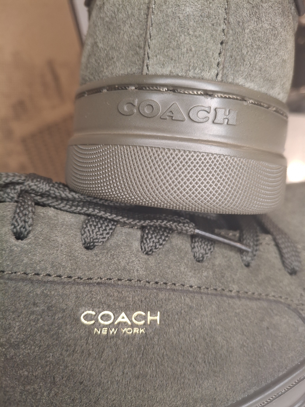 Coach New York Olive Suede Sneakers